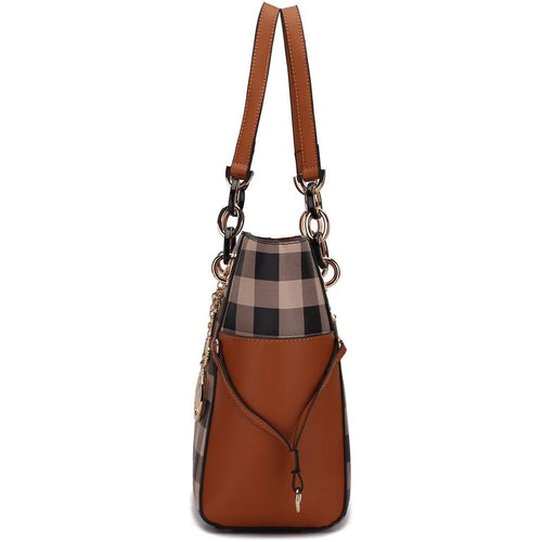 Load image into Gallery viewer, Yale Checkered Tote Bag with Wallet - A Touch of Elegance
