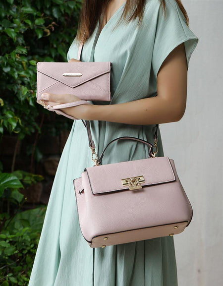 Mia K Hadley Vegan Leather Women Satchel Bag with Wristlet Wallet