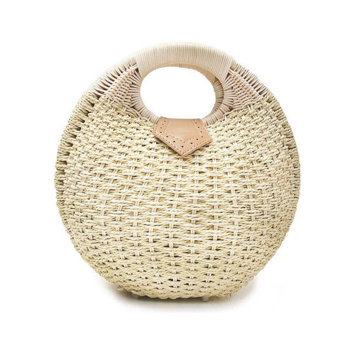 Load image into Gallery viewer, Coseey Top Handle Wicker Handbag in Round Shape
