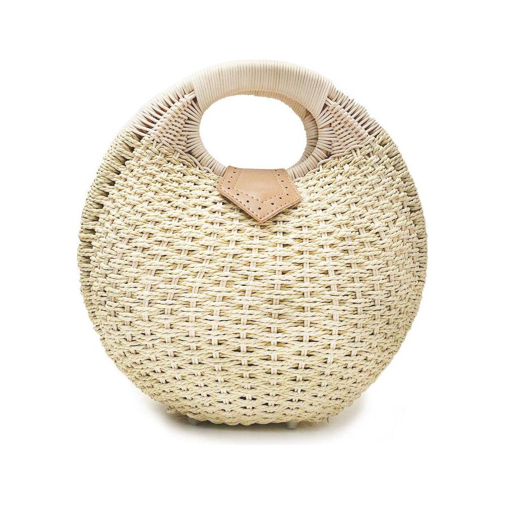 Coseey Top Handle Wicker Handbag in Round Shape