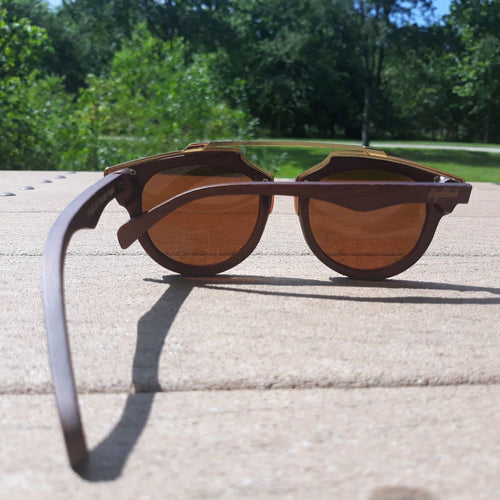 Load image into Gallery viewer, Cherry Wood Full Frame, Polarized with Gold Trim, Handcrafted
