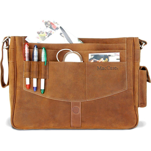 Load image into Gallery viewer, MacCase Premium Leather 16&quot; MacBook Pro Messenger Bag
