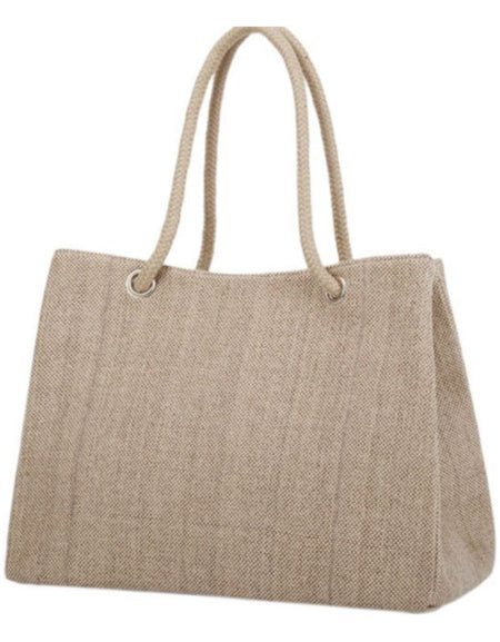 Solid Woven Stylish Collapsible Handbag - Khaki or Black