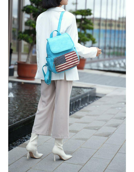 Regina Printed Flag Vegan Leather Women Backpack