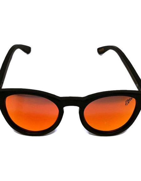 Sunset Mirror Lenses Polarized with Full Frame Black Bamboo and Case