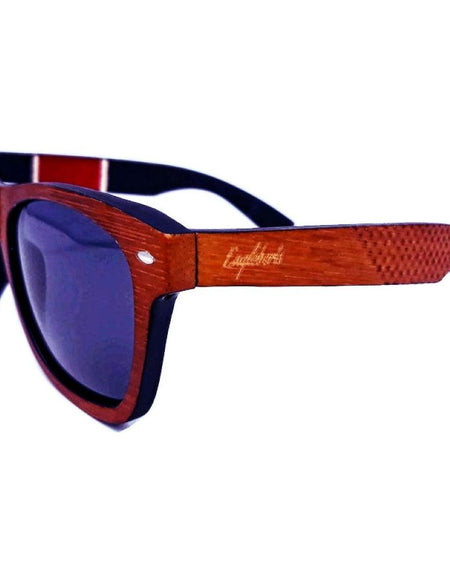Red Stripe Two Tone Sunglasses Engraved and Polarized With Case