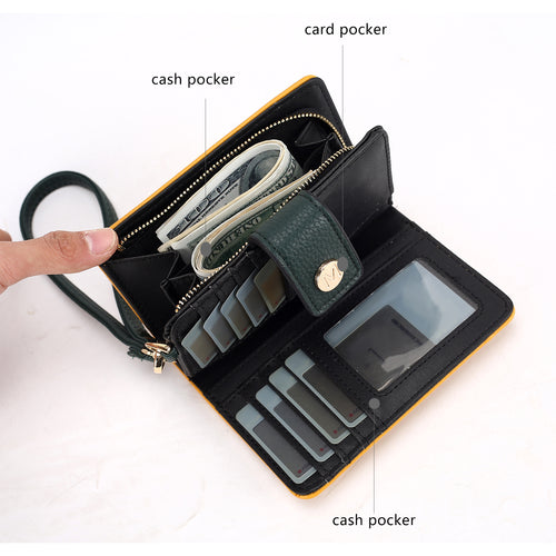 Load image into Gallery viewer, Shira Color Block Vegan Leather Women Wallet with Wristlet
