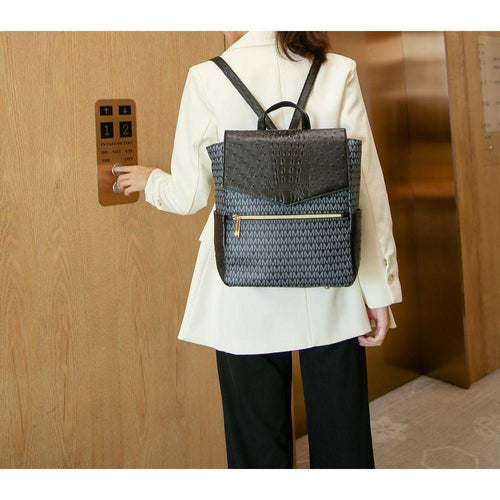 Load image into Gallery viewer, Leidy M Signature/Croco Backpack
