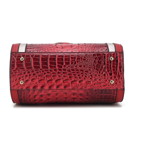 Load image into Gallery viewer, MKF Collection Eleanor Faux Crocodile-Embossed Satchel Bag by Mia K
