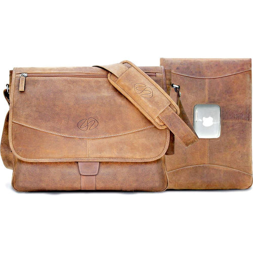 Load image into Gallery viewer, MacCase Premium Leather 16&quot; MacBook Pro Messenger Bag
