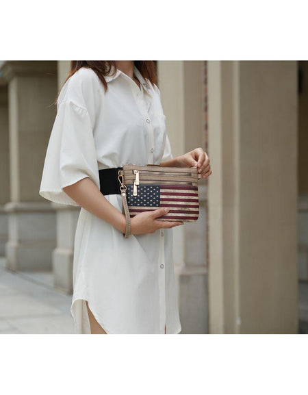 Alisson Vegan Leather Women FLAG Crossbody/Wristlet Bag