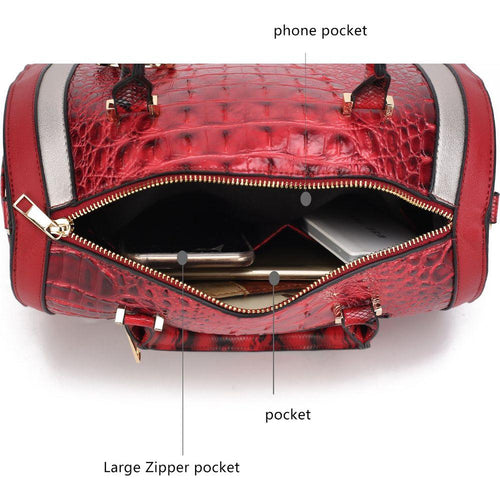 Load image into Gallery viewer, MKF Collection Eleanor Faux Crocodile-Embossed Satchel Bag by Mia K
