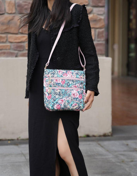 Lainey Quilted Cotton Botanical Pattern Women Crossbody