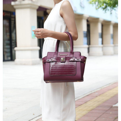 Load image into Gallery viewer, Isla Crocodile Embossed Satchel Handbag in Luxe Vegan Leather
