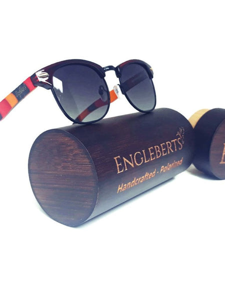 Coral Multi-Colored Skateboard Wood Sunglasses With Case, Gradient