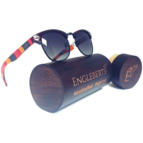 Load image into Gallery viewer, Coral Multi-Colored Skateboard Wood Sunglasses With Case, Gradient
