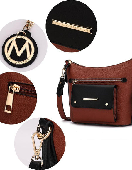 Mia K. Serenity Color Block Vegan Leather Women Crossbody Bag