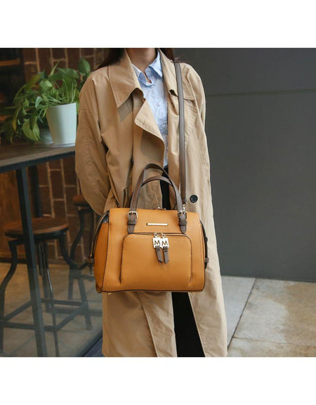 Elise Vegan Leather Color-block Women Satchel Bag - A Luxurious Companion for the Modern Woman