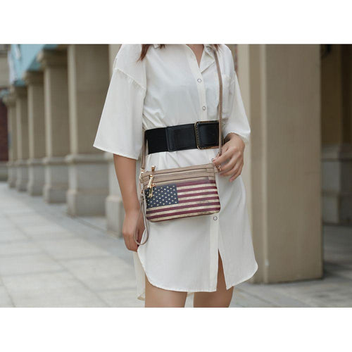 Load image into Gallery viewer, Alisson Vegan Leather Women FLAG Crossbody/Wristlet Bag
