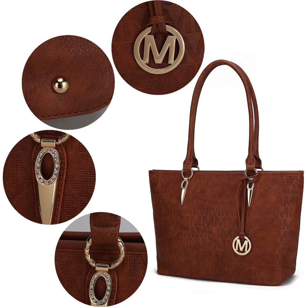 Edelyn embossed M Signature 4 PCS Tote Set