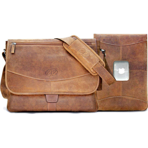 Load image into Gallery viewer, MacCase Premium Leather 13&quot; MacBook Messenger Bag
