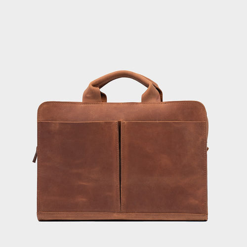 Load image into Gallery viewer, Leather Laptop Bag (Cognac Brown)
