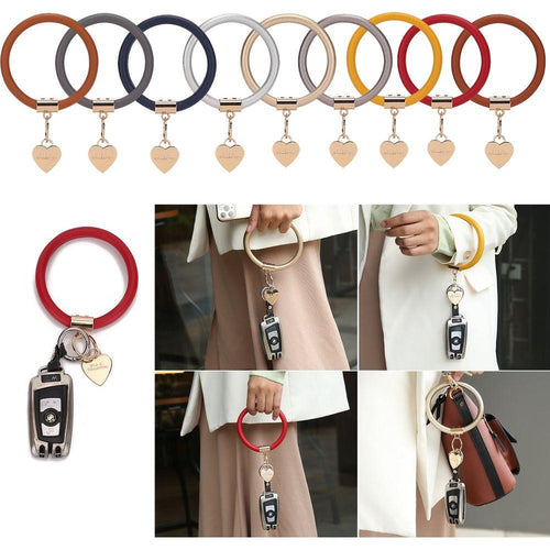 Load image into Gallery viewer, Jasmine Vegan Leather Women Bangle Wristlet Keychain set
