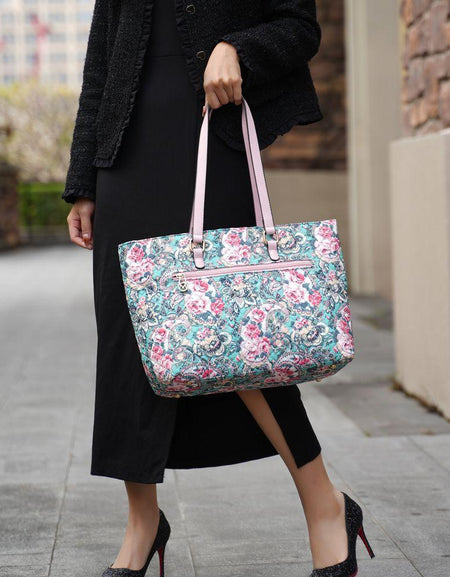 Hallie Quilted Cotton Botanical Pattern Women Tote Bag