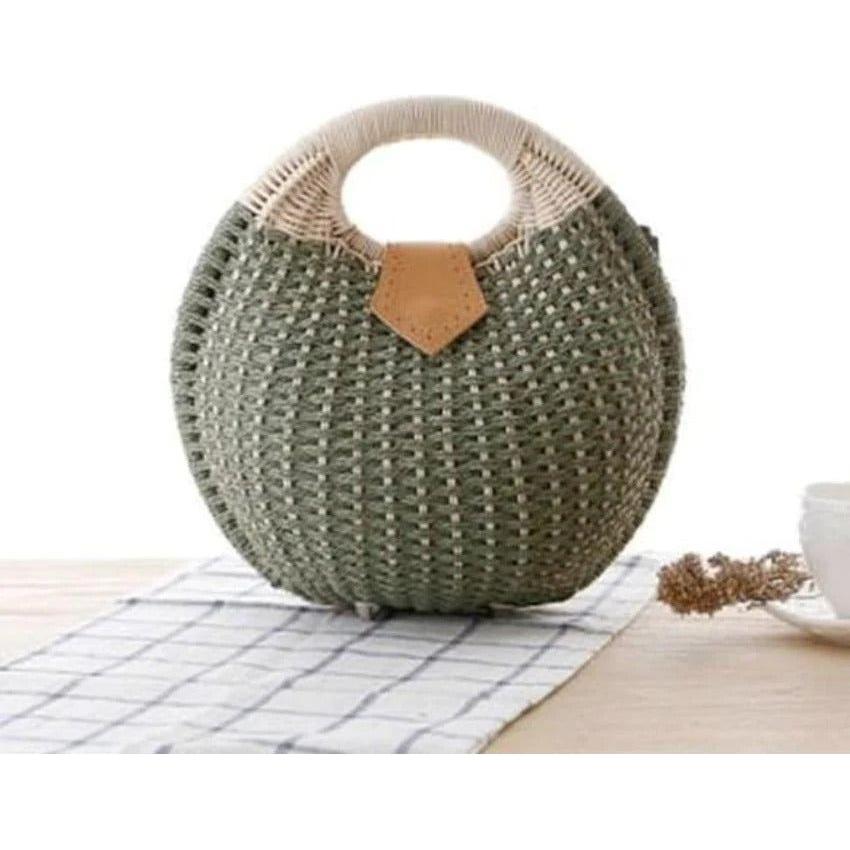 Coseey Top Handle Wicker Handbag in Round Shape