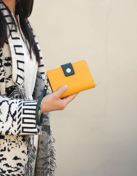 Shira Color Block Vegan Leather Women Wallet with Wristlet