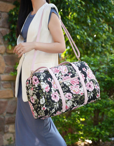 Khelani Quilted Cotton Botanical Pattern Women Duffle Bag