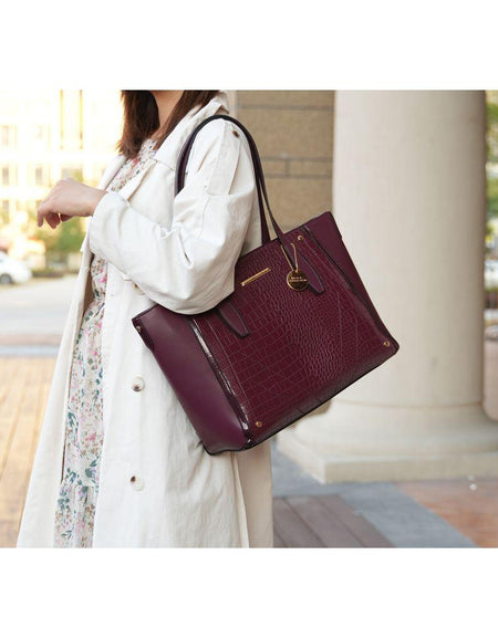 Mia K. Robin Tote Bag - Luxe Crocodile-Embossed Vegan Leather Accessory