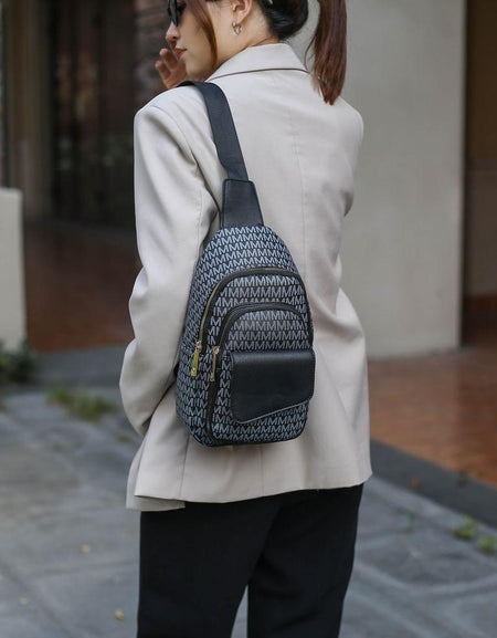 Kace M Logo Printed Vegan Leather Women Sling Bag