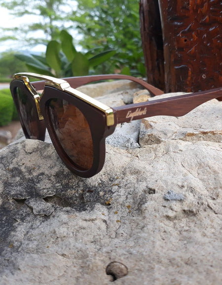 Cherry Wood Full Frame, Polarized with Gold Trim, Handcrafted