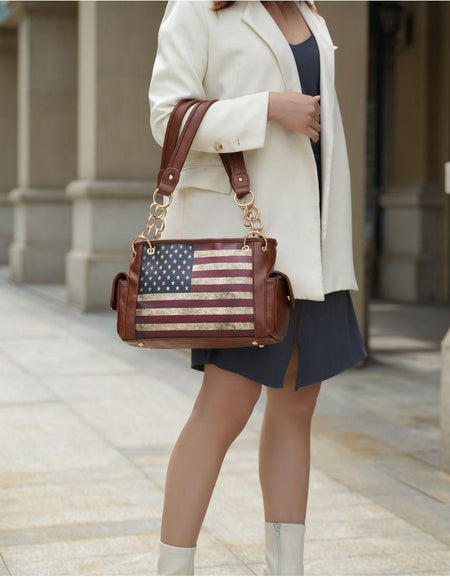 Alaina Vegan Leather Women Flag Shoulder Bag