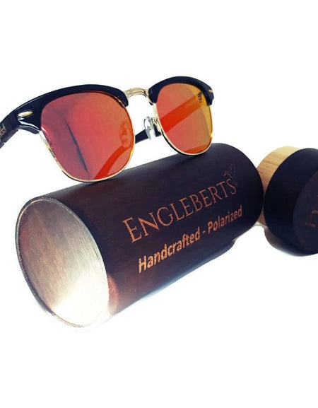 Sunset Polarized Sunglasses, Black Bamboo with Wood Case