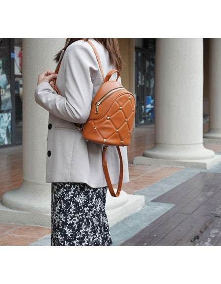 Hayden Quilted Vegan Leather with Studs Womens Backpack