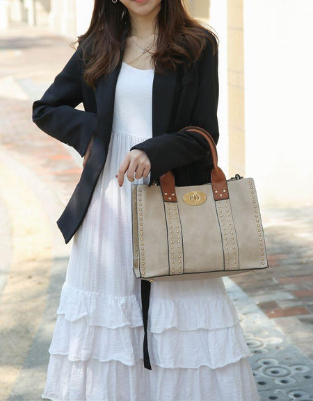 Elissa 3 Pc Set Satchel Handbag with Pouch & Coin Purse