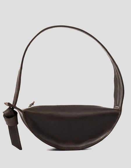 Designer Handbags - Crescent Shoulder Bag in Dark Brown
