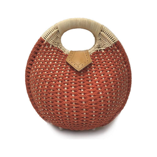 Load image into Gallery viewer, Coseey Top Handle Wicker Handbag in Round Shape
