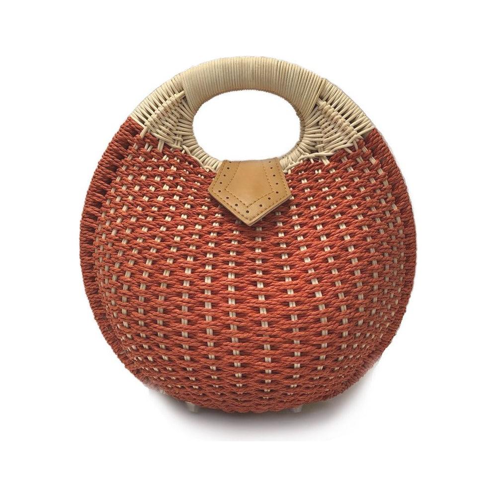 Coseey Top Handle Wicker Handbag in Round Shape