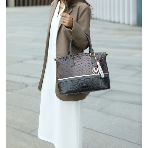 Load image into Gallery viewer, MKF Autumn Crocodile Skin Tote Handbag with Wallet: Elegance Redefined
