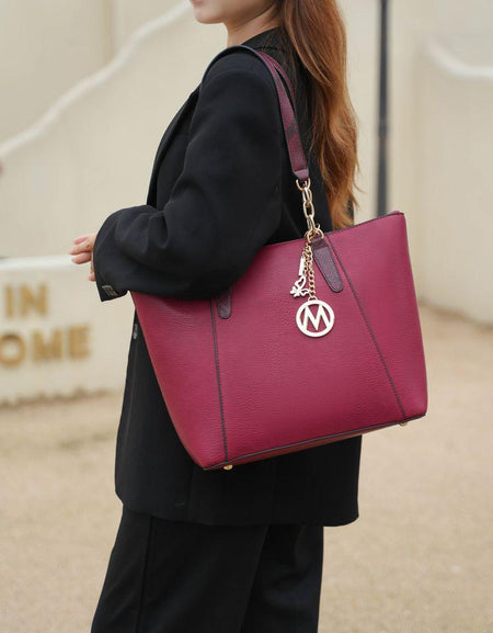 Ximena Vegan Leather Women Tote Bag with Matching Wristlet Wallet