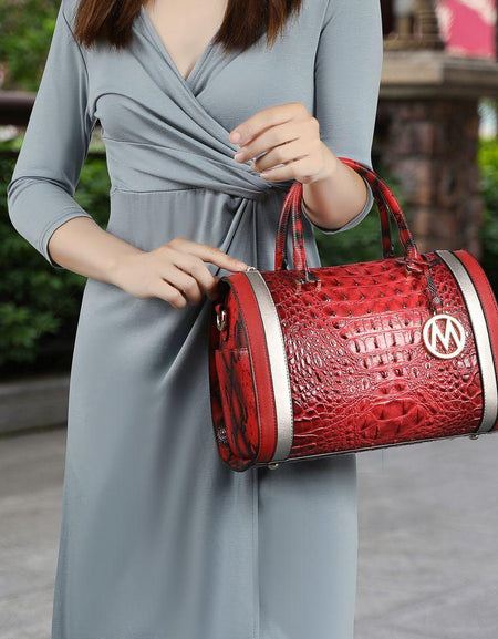 MKF Collection Eleanor Faux Crocodile-Embossed Satchel Bag - A Touch of Elegance