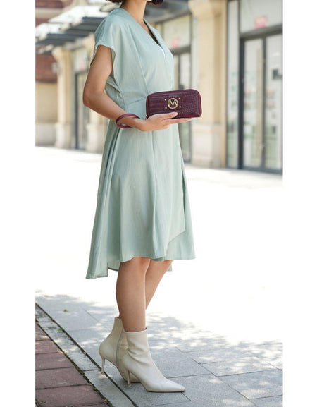 Isla Crocodile Embossed Satchel Handbag in Luxe Vegan Leather