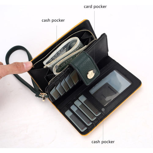 Load image into Gallery viewer, Shira Color Block Vegan Leather Women Wallet with Wristlet
