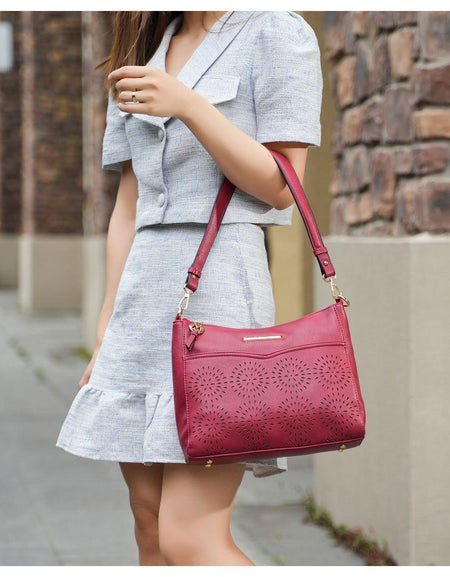 Alanis Laser Cut Vegan Leather Shoulder Bag