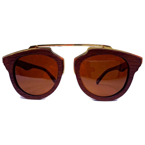 Load image into Gallery viewer, Cherry Wood Full Frame, Polarized with Gold Trim and Bamboo Case
