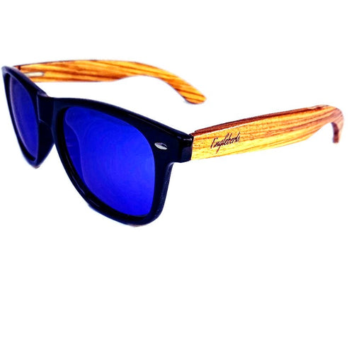 Load image into Gallery viewer, Zebrawood Sunglasses with Blue Polarized Lenses and Case
