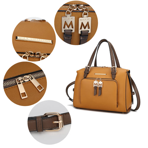 Load image into Gallery viewer, Elise Vegan Leather Color-block Women Satchel Bag - A Luxurious Companion for the Modern Woman
